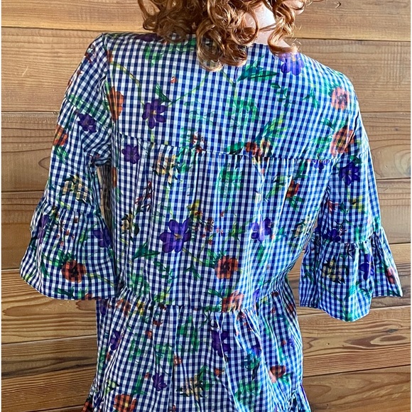 NWT $175 ROMEO & JULIET COUTURE Gingham & Floral Print DRESS Size Medium - Picture 9 of 16